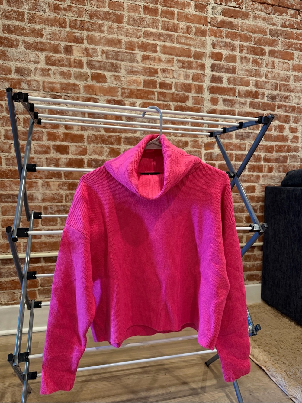 Lulu's Vibrant Hot Pink Cowl Neck Sweater